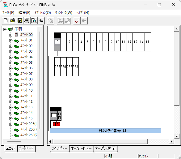 PLC1のルーチングテーブルの設定